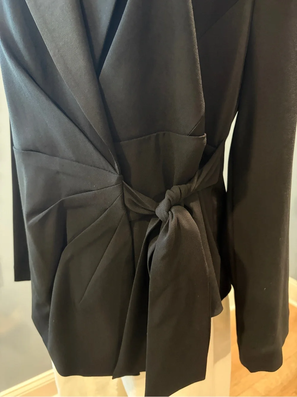 Diane von Furstenberg Black Wrap Blazer Size 8 Tie Waist Career Jacket DVF